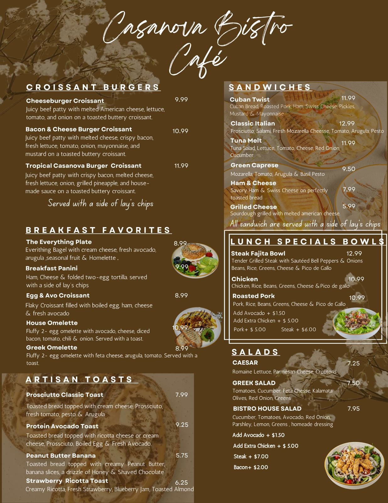 Casanova Bistro Cafe menu page 4
